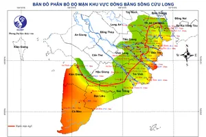 Bản đồ phân bổ độ mặn khu vực ĐBSCL