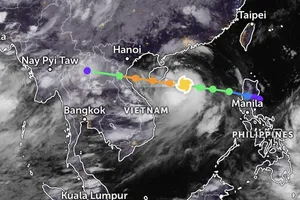 Cập nhật trực tuyến vị trí tâm bão số 5 (Kajiki) đến 22 giờ ngày 23-8