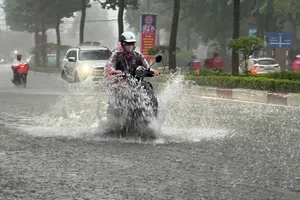 Mưa lớn chiều 8-10 khiến đường Nguyễn Ái Quốc, phường Trấn Biên, TP Đồng Nai bị ngập. Ảnh: NÔNG NGÂN