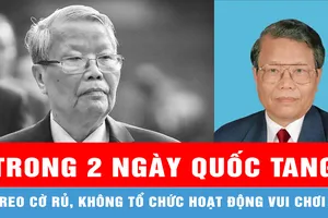 Treo cờ rủ, không tổ chức hoạt động vui chơi, giải trí công cộng trong thời gian tổ chức Lễ Quốc tang nguyên Chủ tịch nước Trần Đức Lương 