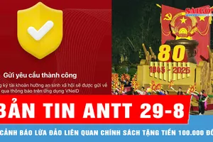 Bản tin ANTT 29-8: Cảnh báo lừa đảo liên quan chính sách tặng tiền 100.000 đồng quà Tết Độc lập