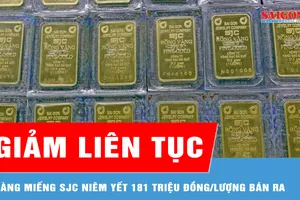 Vàng trong nước giảm gần 10 triệu đồng/lượng 