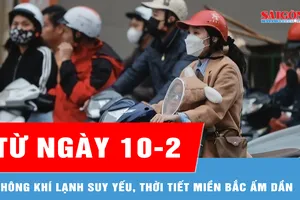 Từ ngày 10-2, không khí lạnh suy yếu, thời tiết miền Bắc ấm dần