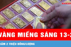 Giá vàng miếng sáng 13-2 giảm 2 triệu đồng/lượng 