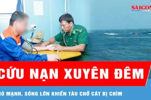 Cứu 9 thuyền viên tàu chở cát bị chìm ở vùng biển Cần Thơ