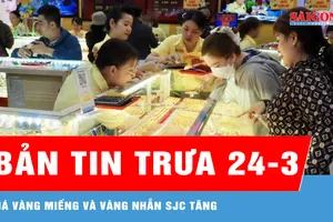 Bản tin trưa 24-3: Giá vàng miếng và vàng nhẫn SJC tăng
