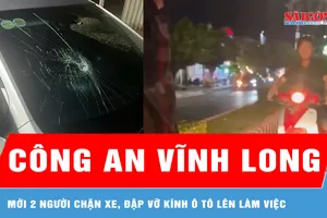 Công an Vĩnh Long mời 2 người chặn xe, đập vỡ kính ô tô lên làm việc