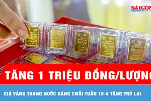 Giá vàng tăng 1 triệu đồng/lượng trong ngày cuối tuần 