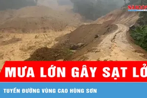 Mưa lớn gây sạt lở tuyến đường vùng cao Hùng Sơn