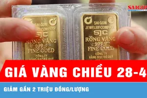 Chiều 28-4: giá vàng giảm gần 2 triệu đồng/lượng 