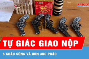 Người dân tự giác giao nộp 5 khẩu súng và hơn 3kg pháo