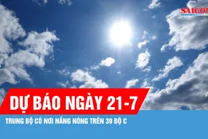 Dự báo ngày 21-7, Trung bộ có nơi nắng nóng trên 39 độ C 
