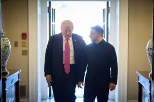 Tổng thống Mỹ Donald Trump và người đồng cấp Ukraine Volodymyr Zelensky tại Nhà Trắng ngày 17-10. Ảnh: X/@ZelenskyyUa