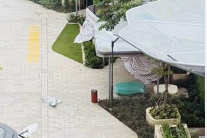 公寓区保安员封锁现场并向地方公安报案。 