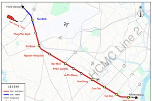 MAUR 地铁2号线线路走向与各车站图表。 