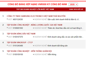 越南500强企业榜单发布。图自组委会 