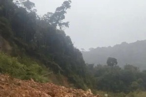 林同省27C号国道洛阳乡路段、近庆和省一处滑坡点。 