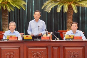 胡志明市市委书记陈留光作会议结论致辞。