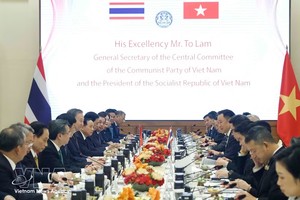 党中央总书记、国家主席苏林对泰国进行正式访问期间，与泰国总理阿努廷·阿努廷·参威拉军举行会谈。
