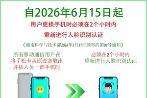 2026年6月15日起用户更换手机时必须在2个小时内重新进行人脸识别认证