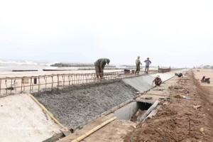 宁平省海盛乡防灾工程正逐步得到完善。