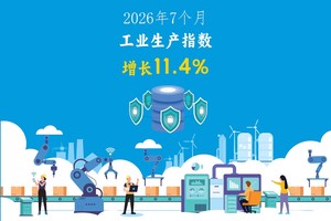 2026年7个月：工业生产指数增长11.4%