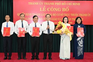 胡志明市市委书记陈留光向市人民议会党委常务处颁授决定。图:越勇