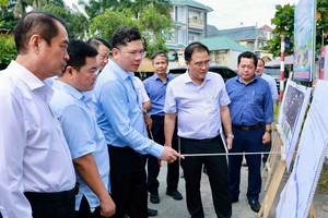 黄原营副主席视察胡志明市-土龙木-真诚高速公路的各施工点。图：维陈 