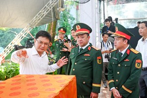 胡志明市人委会副主席阮孟强在彩排现场与相关单位就组织工作进行交流。 