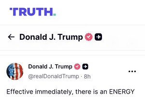 美国总统在Truth Social社交网上发布关于俄罗斯和乌克兰停止袭击能源设施的声明。 