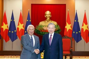 党中央总书记、国家主席苏林会见欧洲理事会主席安东尼奥·科斯塔（2026年1月）。