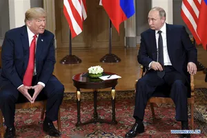 Tổng thống Mỹ Donald Trump và người đồng cấp Nga Vladimir Putin hội đàm vào năm 2018 tại Helsinki, Phần Lan. Ảnh: XINHUA 