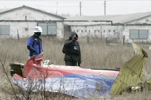 Mảnh vỡ máy bay MH17 tại hiện trường. Ảnh: ANADOLU