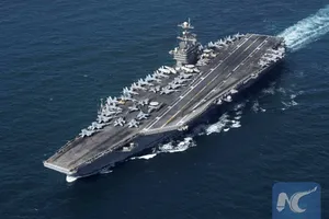 Tàu sân bay U.S.S. John C. Stennis của Mỹ. Ảnh: XINHUA 