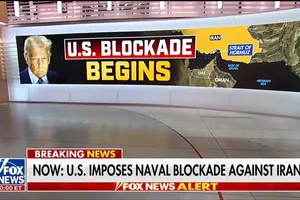 Thông tin Mỹ phong tỏa các hoạt động giao thông hàng hải ra vào các cảng của Iran trên truyền hình Mỹ. Ảnh: FOX NEWS 
