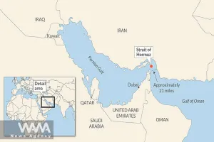 Vị trí của eo biển Hormuz. Ảnh: WANA NEWS 