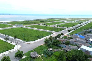 Ghi nhận bên trong dự án La Gi New City chỉ có một số công trình đường và các khu đất cỏ mọc um tùm