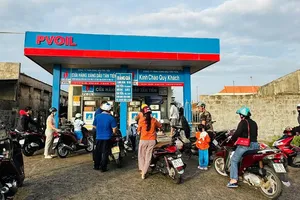 Các cây xăng tại đặc khu Phú Quý (tỉnh Lâm Đồng) tạm thời hết xăng. Ảnh: NDCC