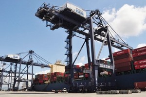 A container vessels loading goods in Cai Lan International Seaport