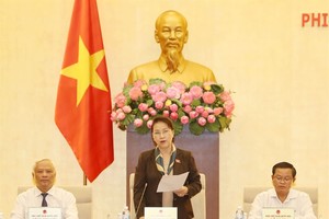 National Assembly Chairwoman Nguyen Thi Kim Ngan presided over the last meeting of the NA Standing Committee 14th session held yesterday in Hanoi (Photo: VNA/VNS)