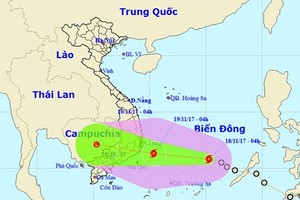 A new typhoon is moving towards the south central region of Vietnam (Photo: national weather bureau)