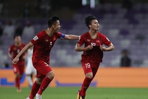 Nguyen Quang Hai celebrated the first goal for Vietnam (Source: AFC)