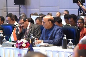 Indian Defence Minister Rajnath Singh at the ADMM Plus in Bangkok (Photo: VNA)