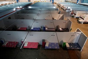 A view of beds at Changi Exhibition Center (Photo: Reuters)