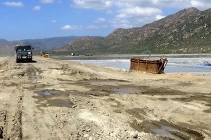 Ash and coal slag accumulated at Vinh Tan Power Center
