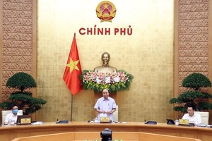 Prime Minister Nguyen Xuan Phuc (standing) speaks at the meeting (Photo: VNA)