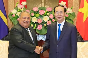 Chủ tịch nước Trần Đại Quang tiếp Tổng thống Cộng hòa Nauru. Ảnh: Nhan Sáng/TTXVN