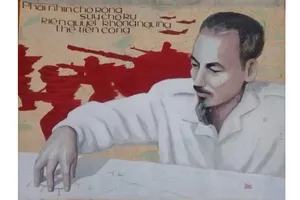 Tranh cổ động của họa sĩ Lê Nhường tặng Bảo tàng Hồ Chí Minh