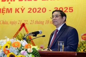 Đồng chí Phạm Minh Chính - Ủy viên Bộ Chính trị, Bí thư Trung ương Đảng, Trưởng Ban Tổ chức Trung ương phát biểu chỉ đạo tại Đại hội