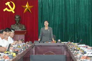 Bà Bạch Liên Hương, Giám đốc Sở Văn hóa và Thể thao Hà Nội phát biểu tại buổi làm việc